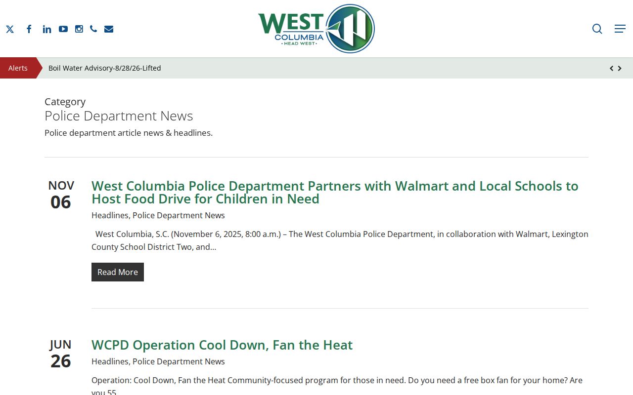 West Columbia Police Department selected police news source page