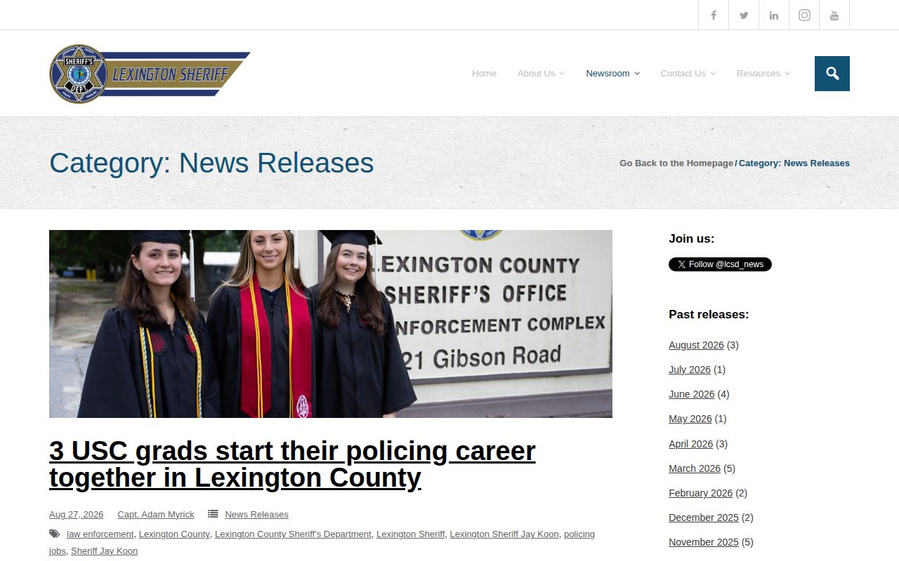 Lexington County LCSD selected case news-release archive for crime records
