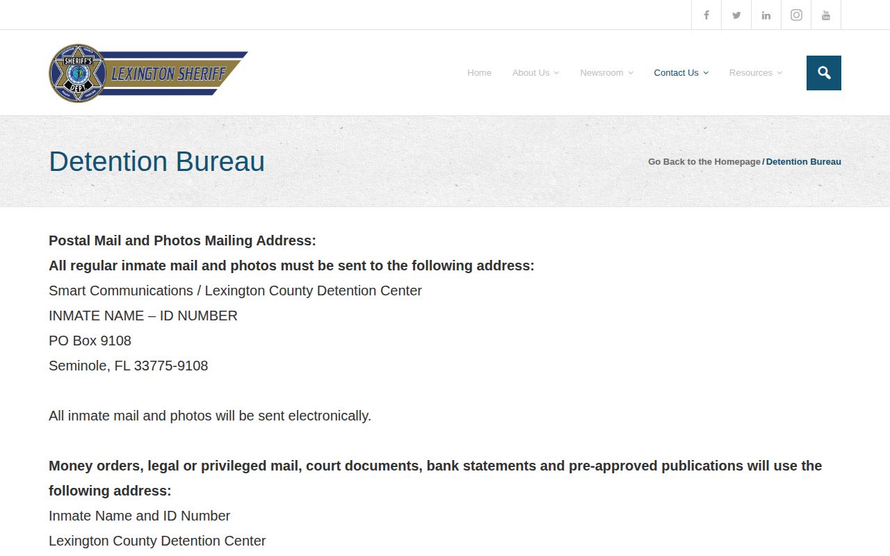Lexington County Detention Center custody and bond record source