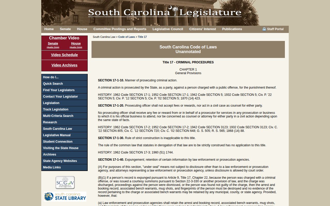 Lexington County South Carolina booking-record law source